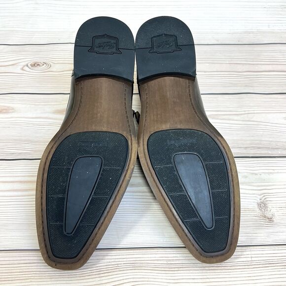 Florsheim Ravello Mens 9.5M Black Leather Monk Strap Dress Shoe Plain Toe Loafer - Picture 9 of 16